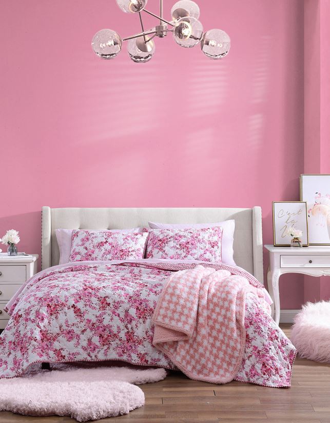 dvojna prešita odeja s cvetličnim vinogradom rozaBetsey Johnson uniseks dodatki 664J2T418