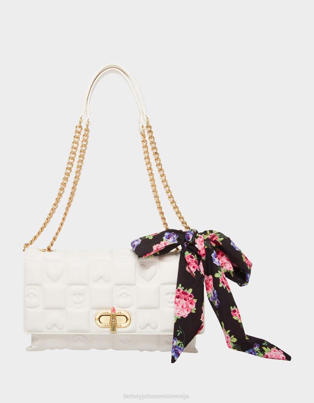 torba z zavihkom lobanja in srca belaBetsey Johnson ženske dodatki 664J2T228