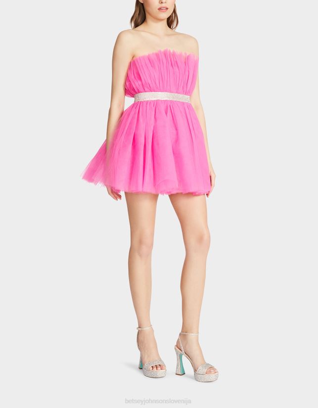 Showstopper mini obleka iz tila vroče rozaBetsey Johnson ženske oblačila 664J2T267
