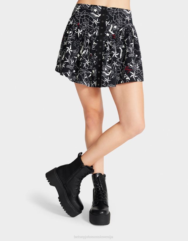 lepa tetovaža mini krila z volančki, navdihnjena s punkom, vintage tiskanjeBetsey Johnson ženske oblačila 664J2T296