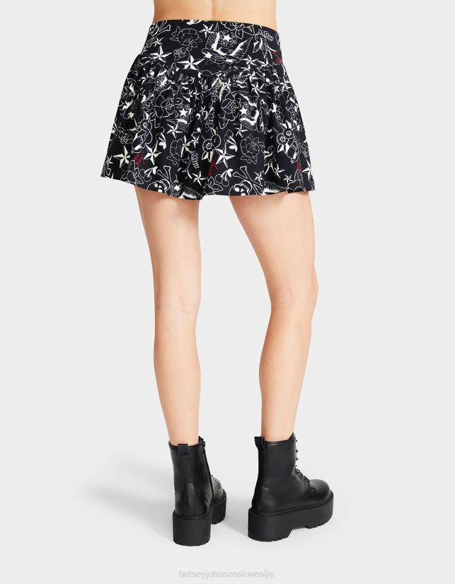 lepa tetovaža mini krila z volančki, navdihnjena s punkom, vintage tiskanjeBetsey Johnson ženske oblačila 664J2T296