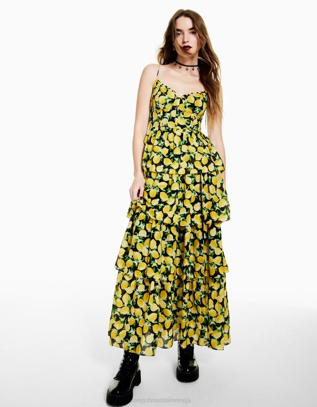 maxi obleka la la lemons ČrnaBetsey Johnson ženske oblačila 664J2T264