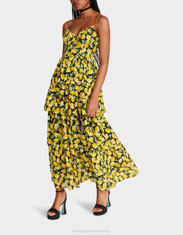 maxi obleka la la lemons ČrnaBetsey Johnson ženske oblačila 664J2T264