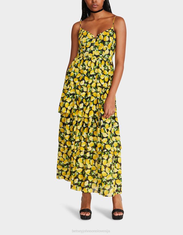 maxi obleka la la lemons ČrnaBetsey Johnson ženske oblačila 664J2T264