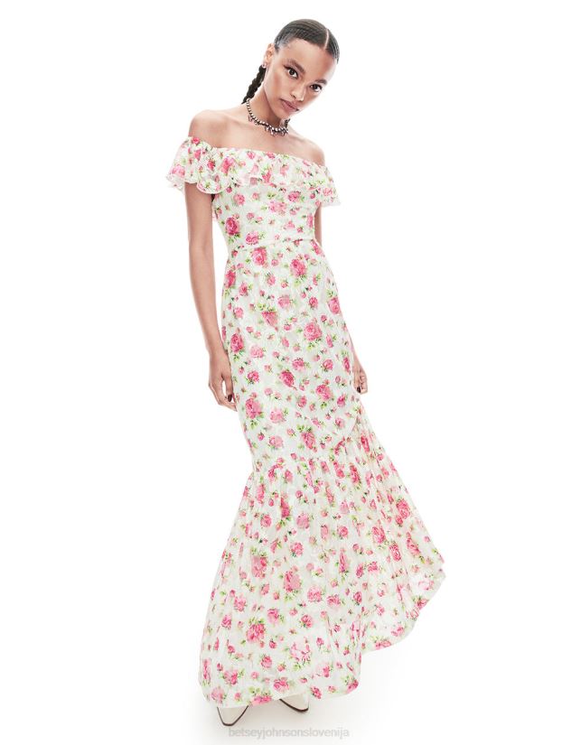 maxi obleka s cvetličnim motivom belaBetsey Johnson ženske oblačila 664J2T274