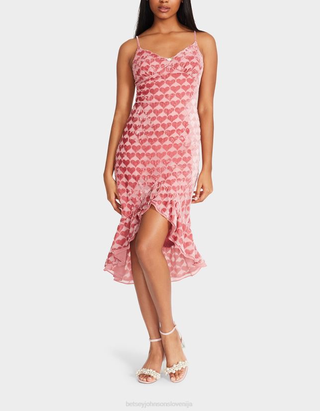 midi obleka iz žameta v obliki srca rozaBetsey Johnson ženske oblačila 664J2T308