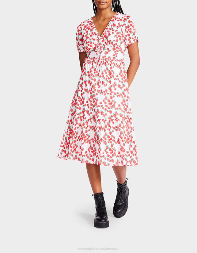 midi obleka iz bombažnega voila jagodnih polj belaBetsey Johnson ženske oblačila 664J2T302