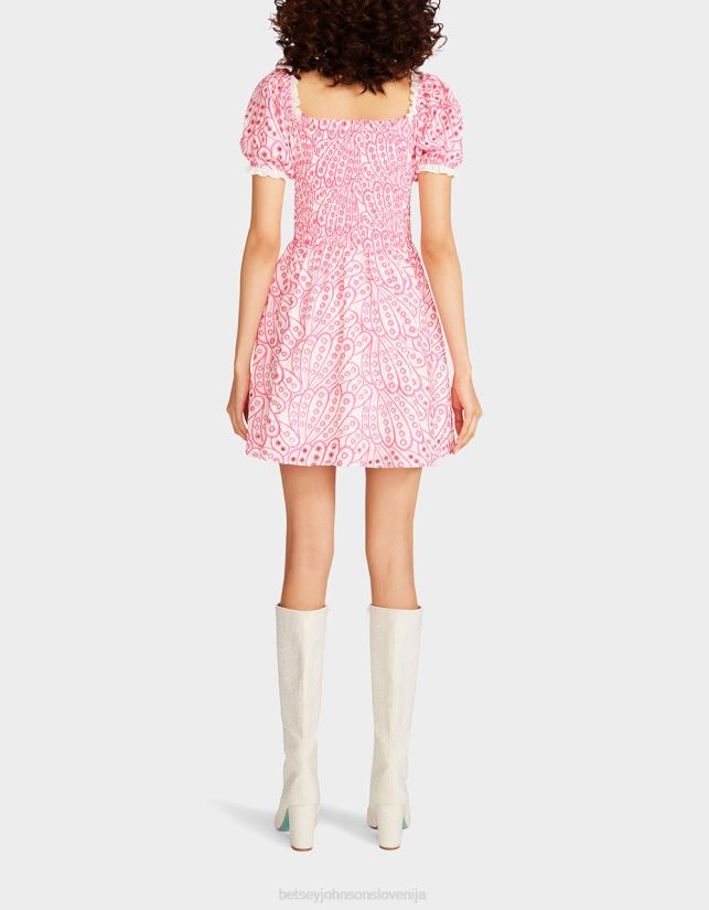 mini obleka s steznikom z očesci rozaBetsey Johnson ženske oblačila 664J2T271