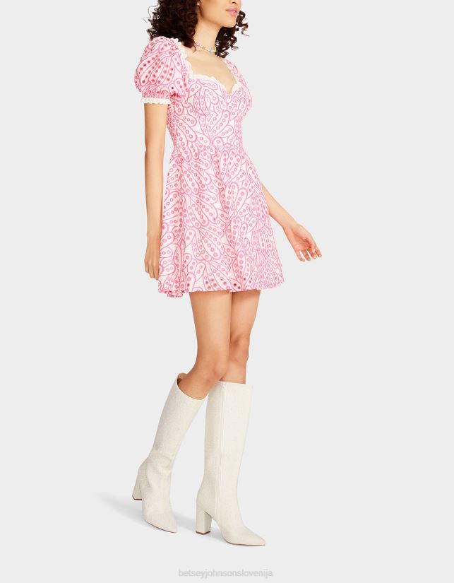mini obleka s steznikom z očesci rozaBetsey Johnson ženske oblačila 664J2T271