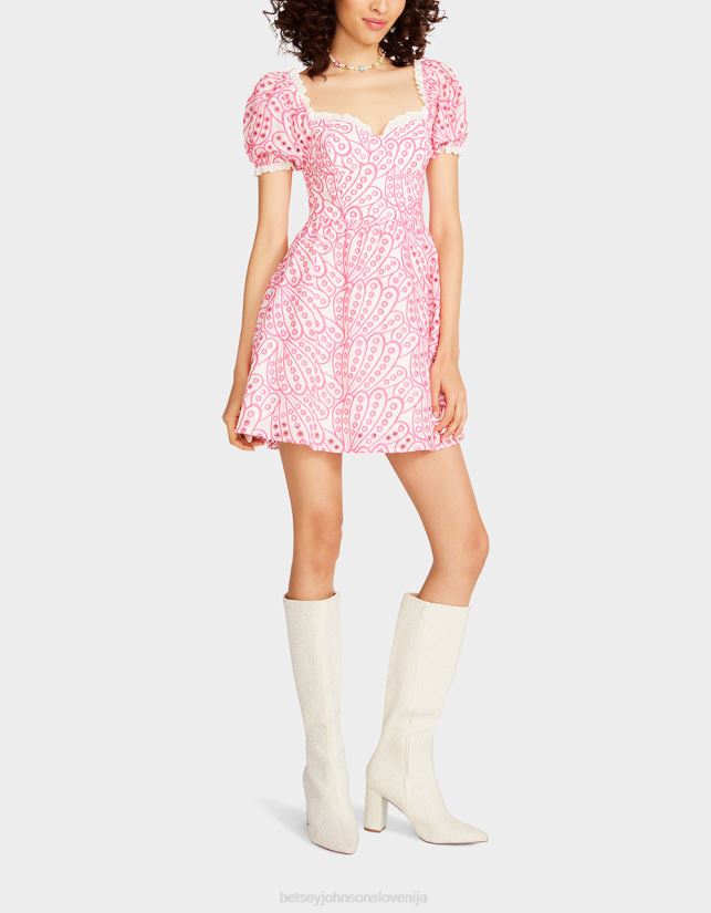 mini obleka s steznikom z očesci rozaBetsey Johnson ženske oblačila 664J2T271