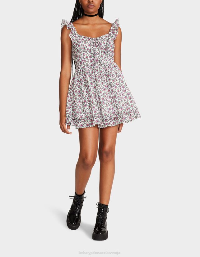 vintage bela mini obleka s cvetličnim motivom multiBetsey Johnson ženske oblačila 664J2T300