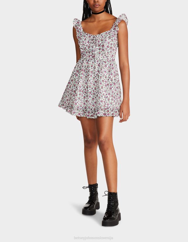 vintage bela mini obleka s cvetličnim motivom multiBetsey Johnson ženske oblačila 664J2T300
