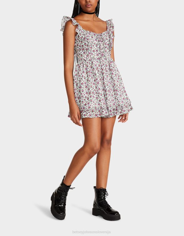 vintage bela mini obleka s cvetličnim motivom multiBetsey Johnson ženske oblačila 664J2T300